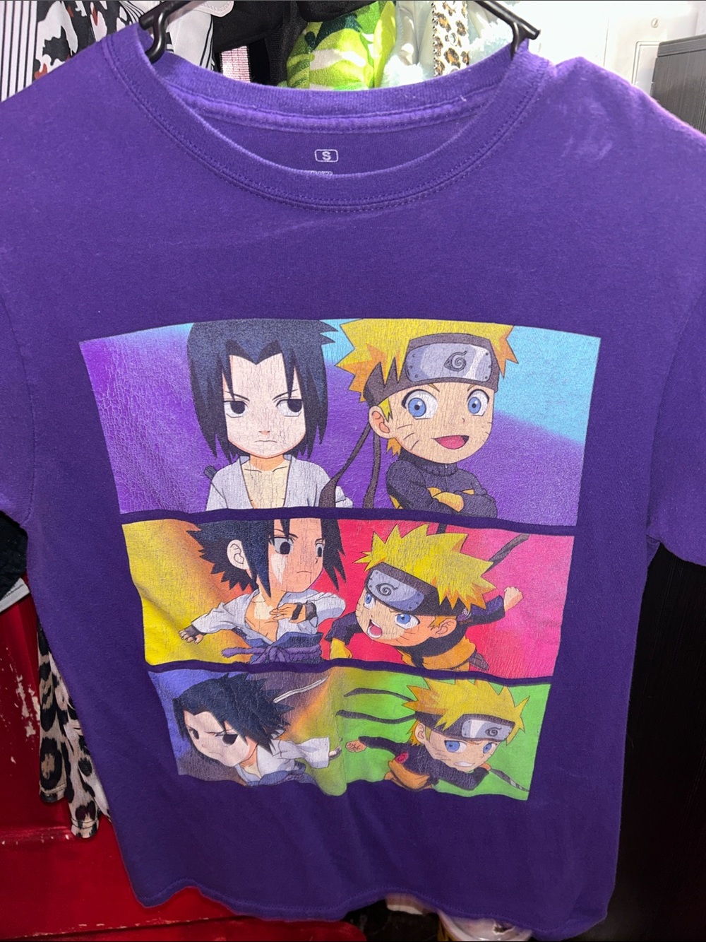 Purple womans junior Naruto Graphic Tee - Anime Crewneck Shirt